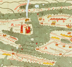 Détail de Constantinople de la copie de la carte de Peutinger (détail)